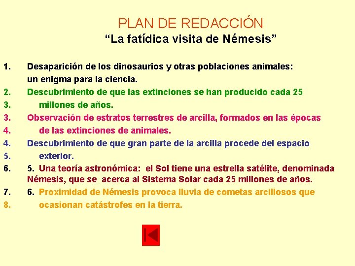 PLAN DE REDACCIÓN “La fatídica visita de Némesis” 1. 2. 3. 3. 4. 4. PLAN DE REDACCIÓN “La fatídica visita de Némesis” 1. 2. 3. 3. 4. 4.