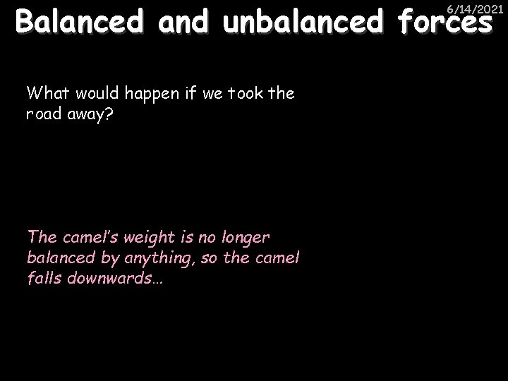 Balanced and unbalanced forces 6/14/2021 What would happen if we took the road away?