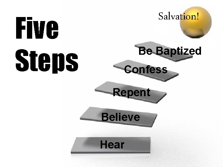 Five Steps Salvation! Be Baptized Confess Repent Believe Hear 