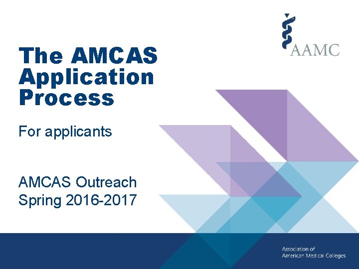 The AMCAS Application Process For applicants AMCAS Outreach Spring 2016 -2017 