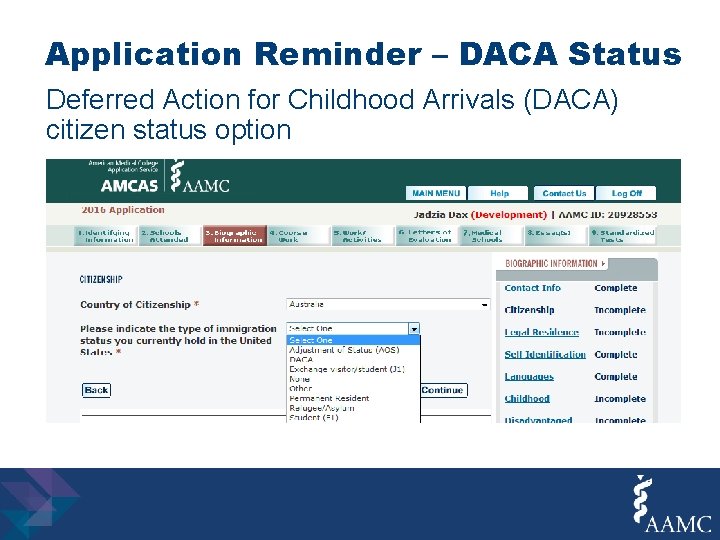 Application Reminder – DACA Status Deferred Action for Childhood Arrivals (DACA) citizen status option