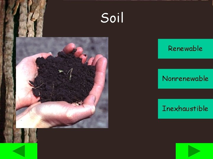 Soil Renewable Nonrenewable Inexhaustible 