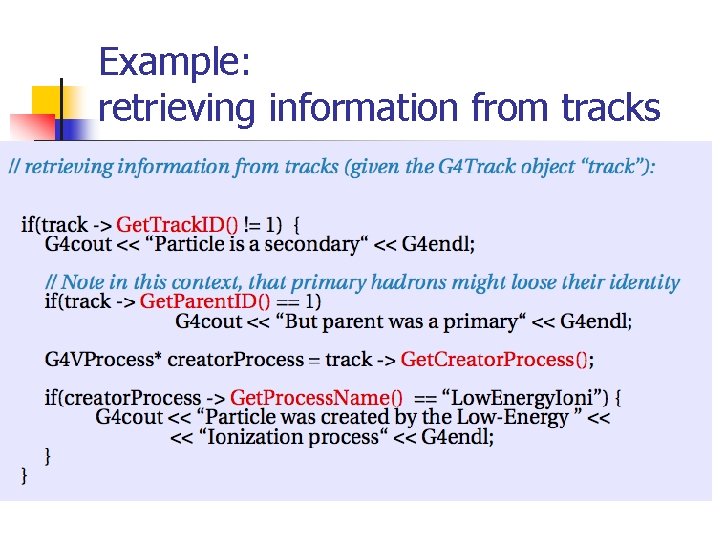 Example: retrieving information from tracks 