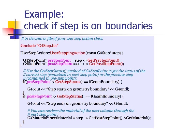 Example: check if step is on boundaries 