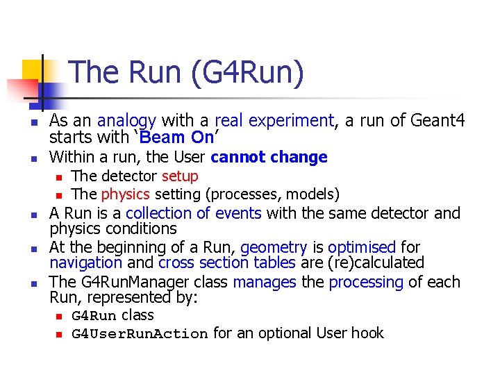 The Run (G 4 Run) n n n As an analogy with a real