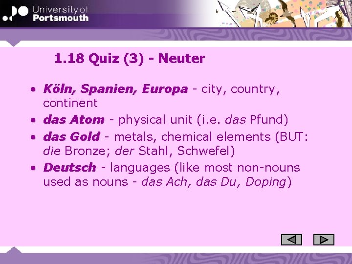 1. 18 Quiz (3) - Neuter • Köln, Spanien, Europa - city, country, continent