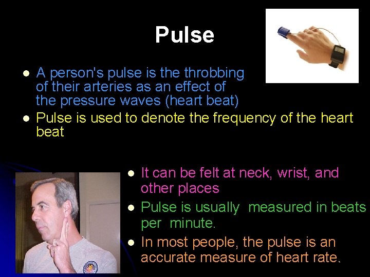 Pulse l l A person's pulse is the throbbing of their arteries as an