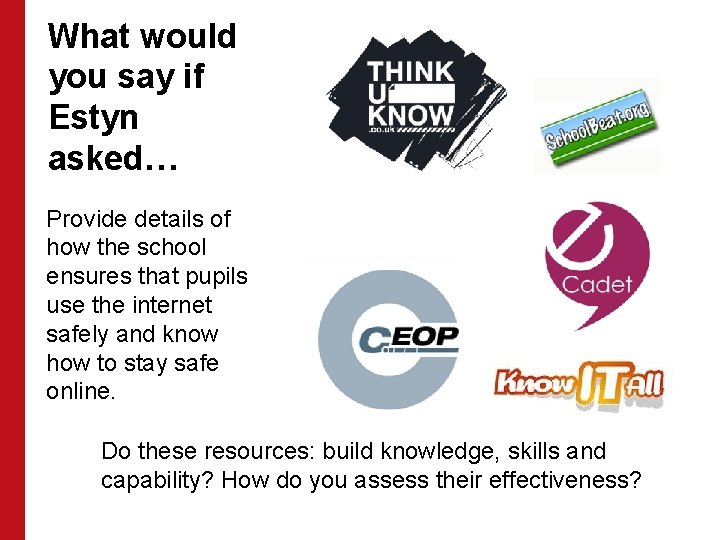 What would you say if Estyn asked… Provide details of how the school ensures