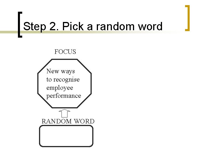 Step 2. Pick a random word FOCUS New ways to recognise employee performance RANDOM