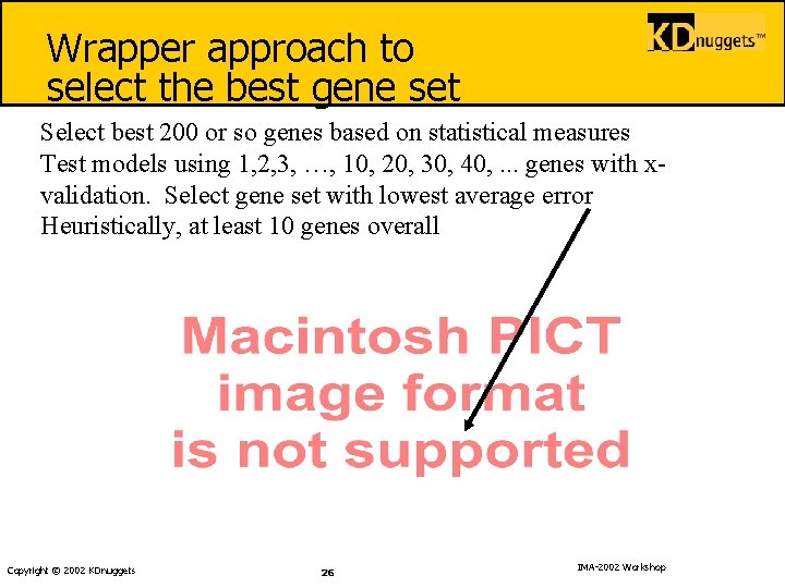 Wrapper approach to select the best gene set Select best 200 or so genes