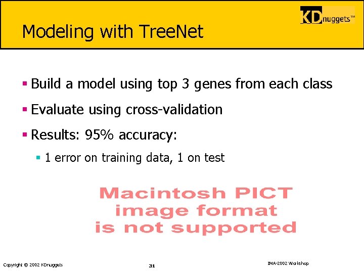 Modeling with Tree. Net § Build a model using top 3 genes from each