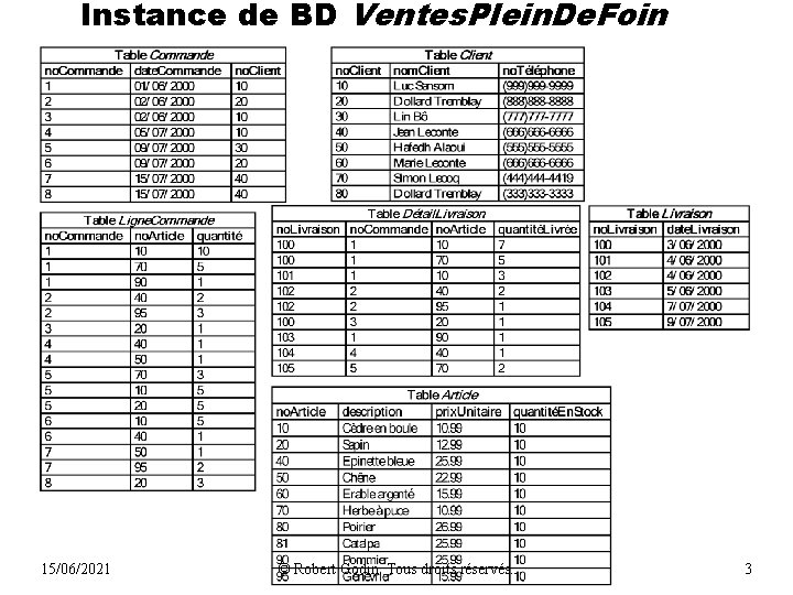 Instance de BD Ventes. Plein. De. Foin 15/06/2021 © Robert Godin. Tous droits réservés.