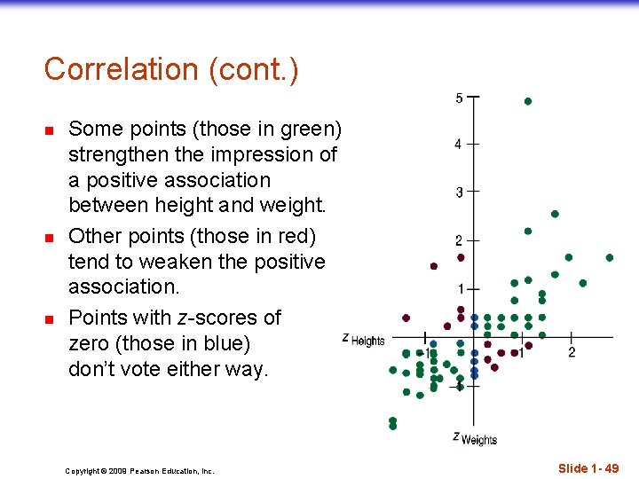 Correlation (cont. ) n n n Some points (those in green) strengthen the impression