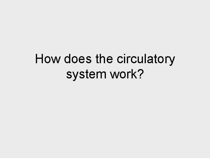 How does the circulatory system work? 