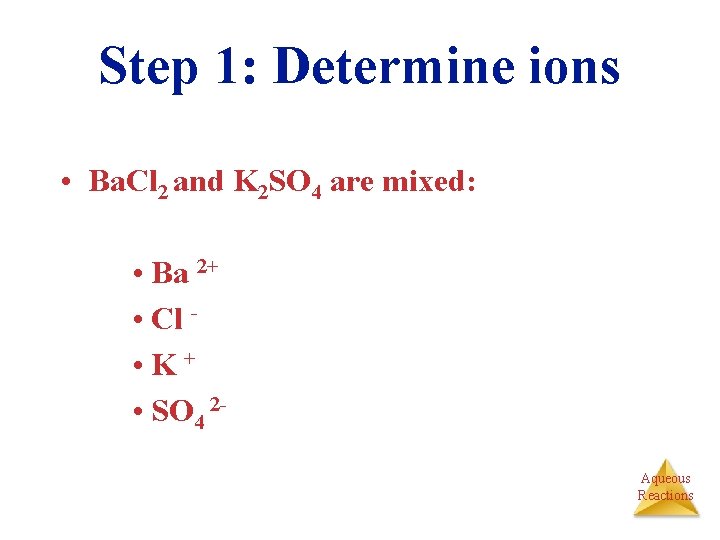 Step 1: Determine ions • Ba. Cl 2 and K 2 SO 4 are