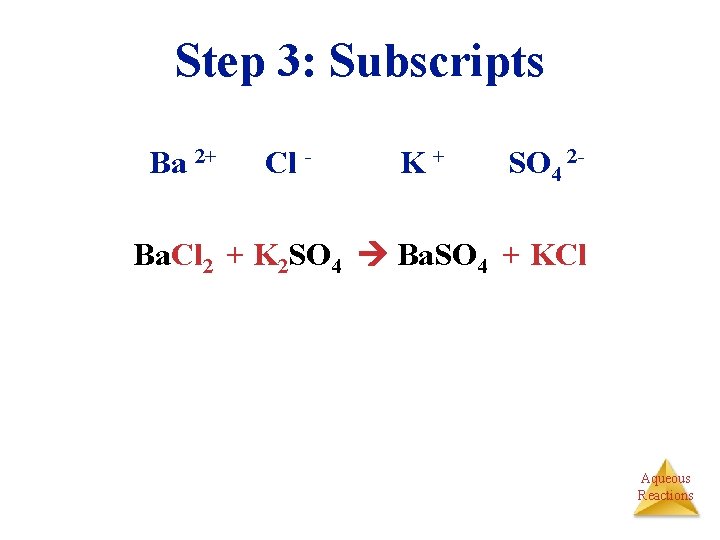 Step 3: Subscripts Ba 2+ Cl - K+ SO 4 2 - Ba. Cl