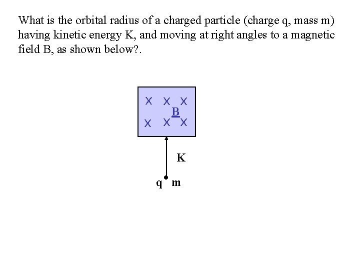 What is the orbital radius of a charged particle (charge q, mass m) having
