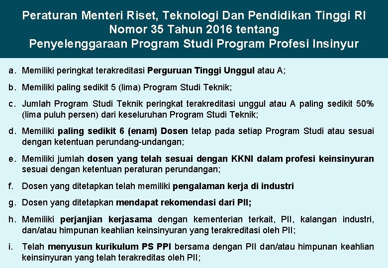 Peraturan(2016) Menteri: Riset, Teknologi Dan Pendidikan Tinggi Permen Persyaratan Melaksanakan PPI (Ps. RI 3)