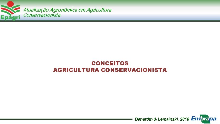 Atualização Agronômica em Agricultura Conservacionista CONCEITOS AGRICULTURA CONSERVACIONISTA Denardin & Lemainski, 2018 