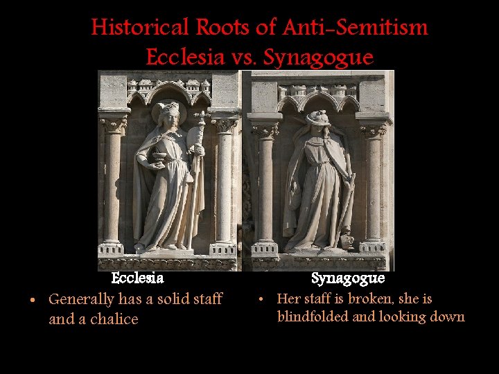 Historical Roots of Anti-Semitism Ecclesia vs. Synagogue Ecclesia • Generally has a solid staff