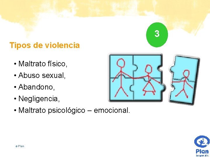 3 Tipos de violencia • Maltrato físico, • Abuso sexual, • Abandono, • Negligencia,