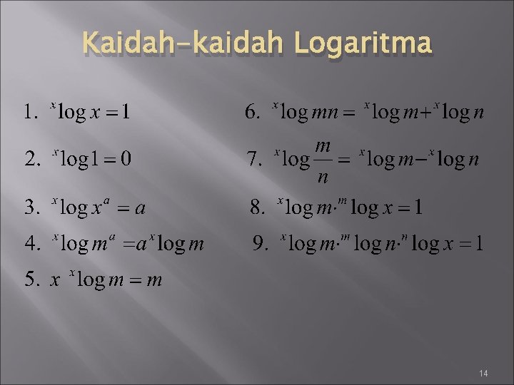 Kaidah-kaidah Logaritma 14 