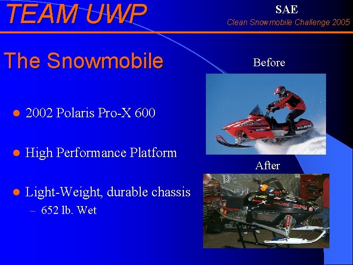 TEAM UWP The Snowmobile l 2002 Polaris Pro-X 600 l High Performance Platform l