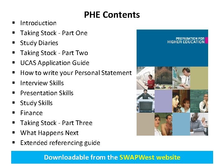 § § § § PHE Contents Introduction Taking Stock - Part One Study Diaries