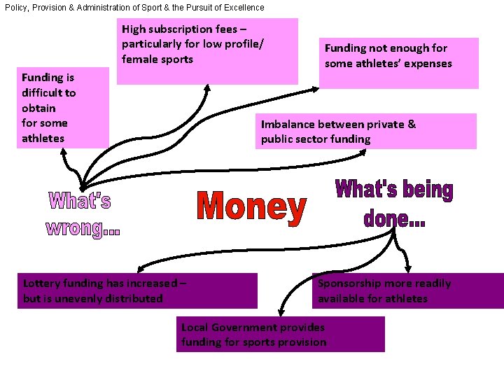 Policy, Provision & Administration of Sport & the Pursuit of Excellence High subscription fees