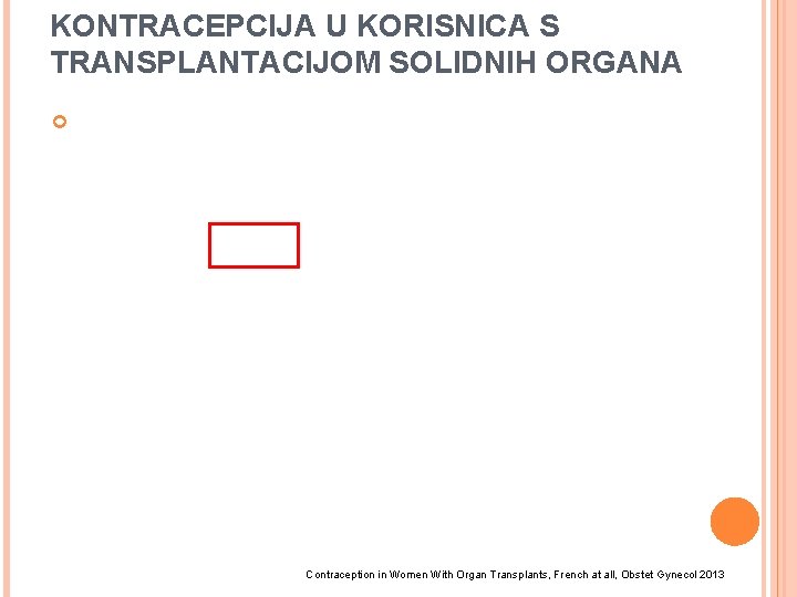 KONTRACEPCIJA U KORISNICA S TRANSPLANTACIJOM SOLIDNIH ORGANA Contraception in Women With Organ Transplants, French