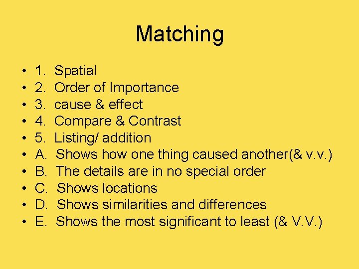 Matching • • • 1. 2. 3. 4. 5. A. B. C. D. E.