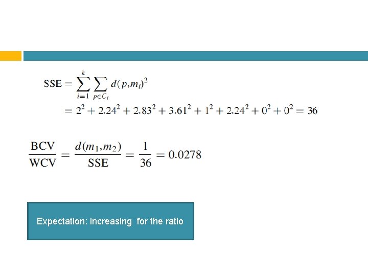 Expectation: increasing for the ratio 