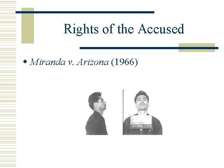 Rights of the Accused w Miranda v. Arizona (1966) 