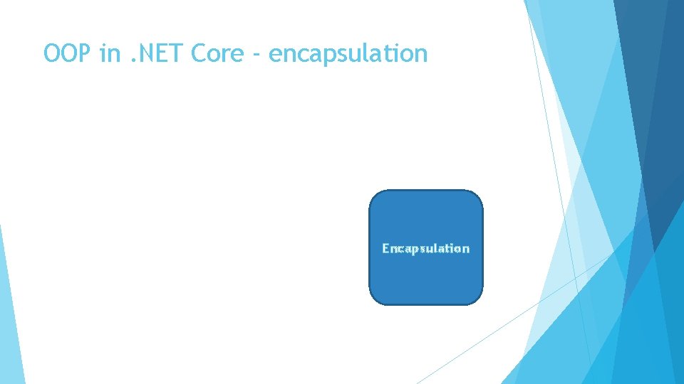 OOP in. NET Core - encapsulation Encapsulation 
