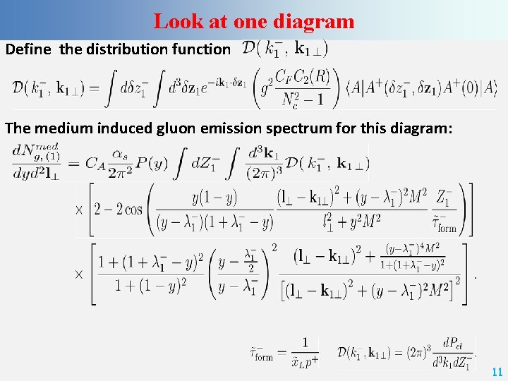 Look at one diagram Define the distribution function The medium induced gluon emission spectrum