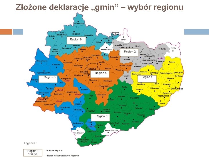 Złożone deklaracje „gmin” – wybór regionu 