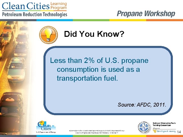 Did You Know? Less than 2% of U. S. propane consumption is used as