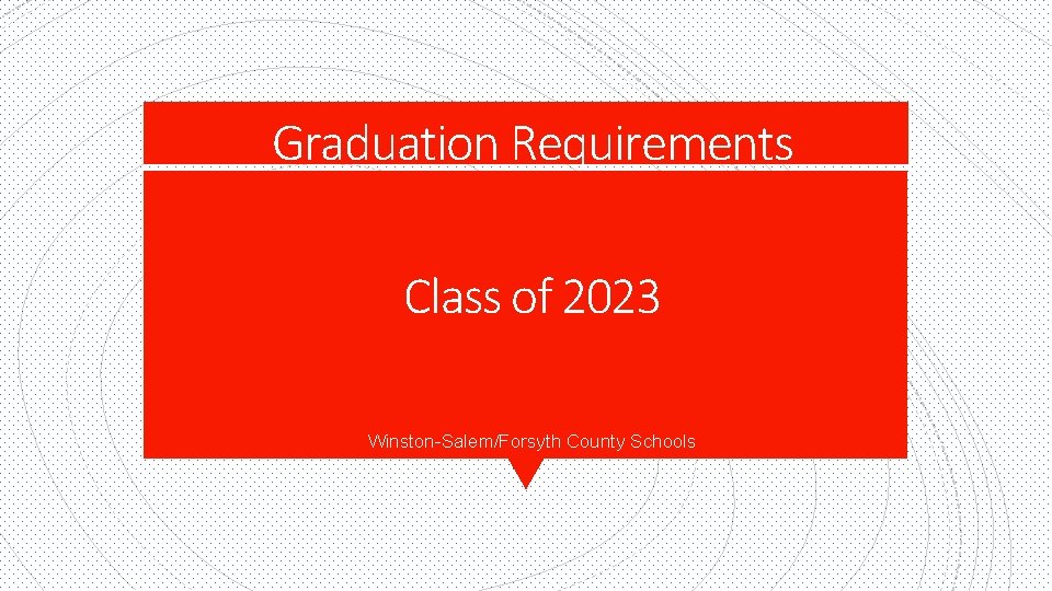 Graduation Requirements Class of 2023 Winston-Salem/Forsyth County Schools 