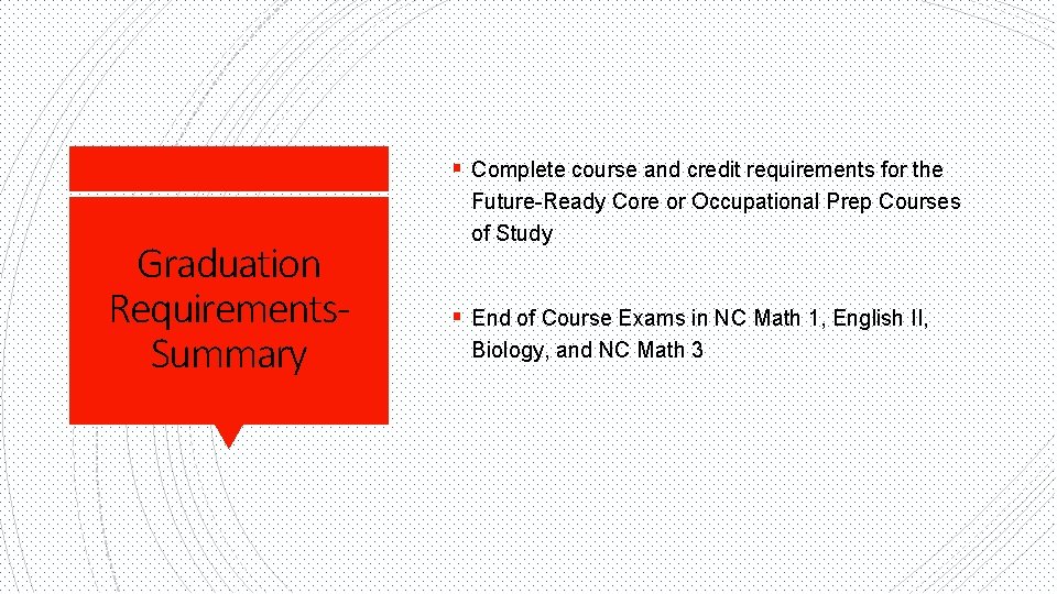 § Complete course and credit requirements for the Graduation Requirements. Summary Future-Ready Core or
