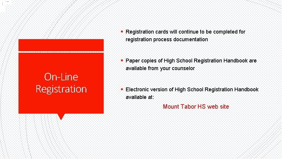 (No | § Registration cards will continue to be completed for registration process documentation