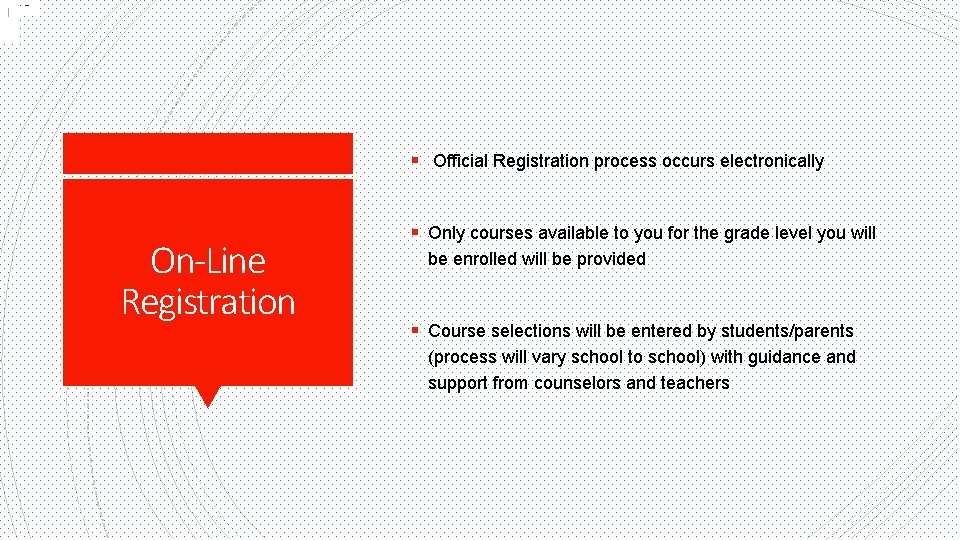 (No | § Official Registration process occurs electronically On-Line Registration § Only courses available