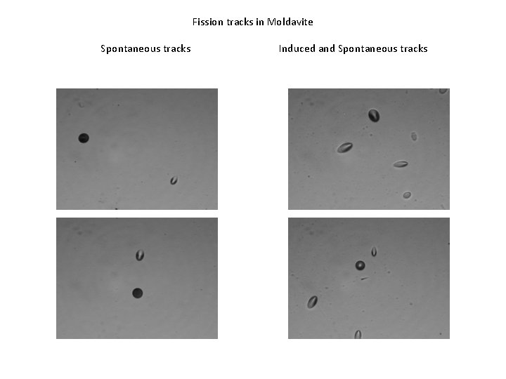 Fission tracks in Moldavite Spontaneous tracks Induced and Spontaneous tracks Fission tracks in Moldavite Spontaneous tracks Induced and Spontaneous tracks