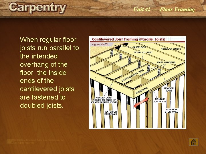 Unit 42 — Floor Framing When regular floor joists run parallel to the intended