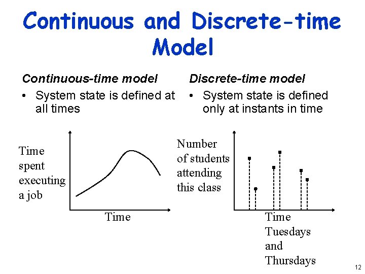 Continuous and Discrete-time Model Continuous-time model • System state is defined at all times