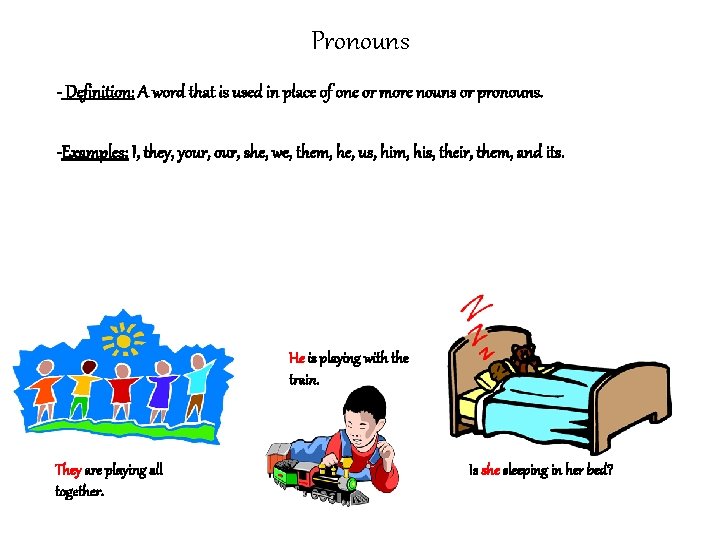Pronouns - Definition: A word that is used in place of one or more