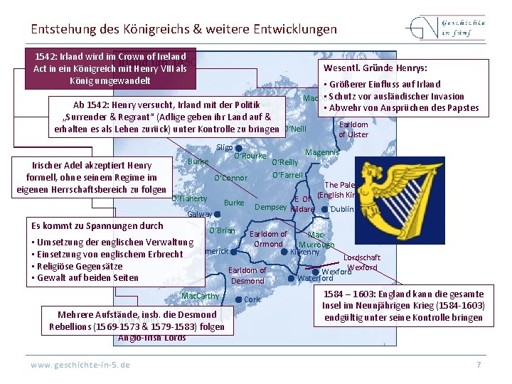 Entstehung des Königreichs & weitere Entwicklungen 1542: Irland wird im Crown of Ireland 1300