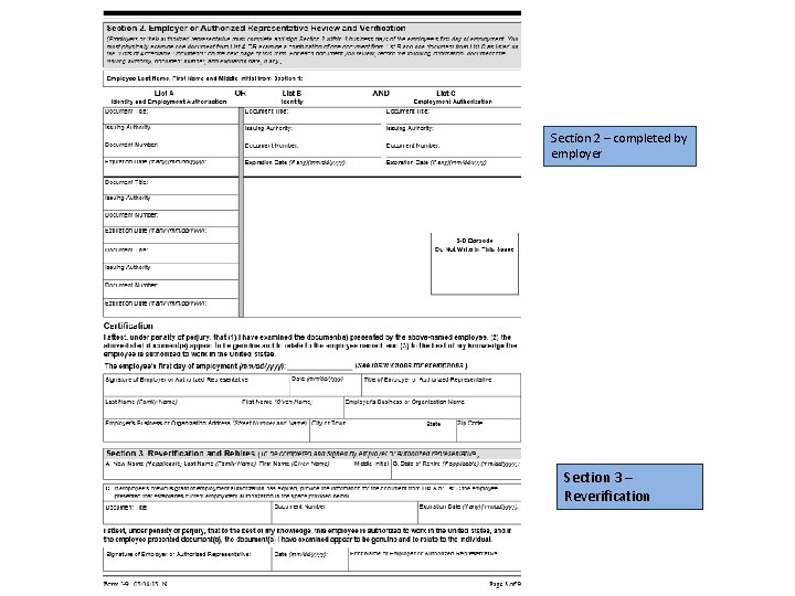 Section 2 – completed by employer Section 3 – Reverification Section 2 – completed by employer Section 3 – Reverification