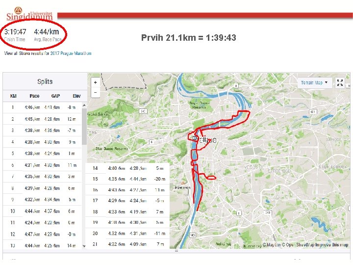 Prvih 21. 1 km = 1: 39: 43 