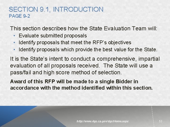 SECTION 9. 1, INTRODUCTION PAGE 9 -2 This section describes how the State Evaluation