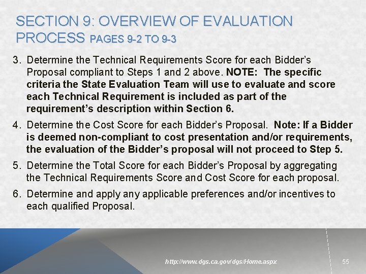 SECTION 9: OVERVIEW OF EVALUATION PROCESS PAGES 9 -2 TO 9 -3 3. Determine